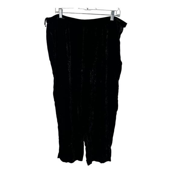 Valerie Stevens 18W Silk Rayon VELVET Dress Pants Pull On Cropped COMFORT Black - Picture 3 of 6